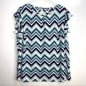 Tacera 2X zig zag chevron sleeveless top 51B7